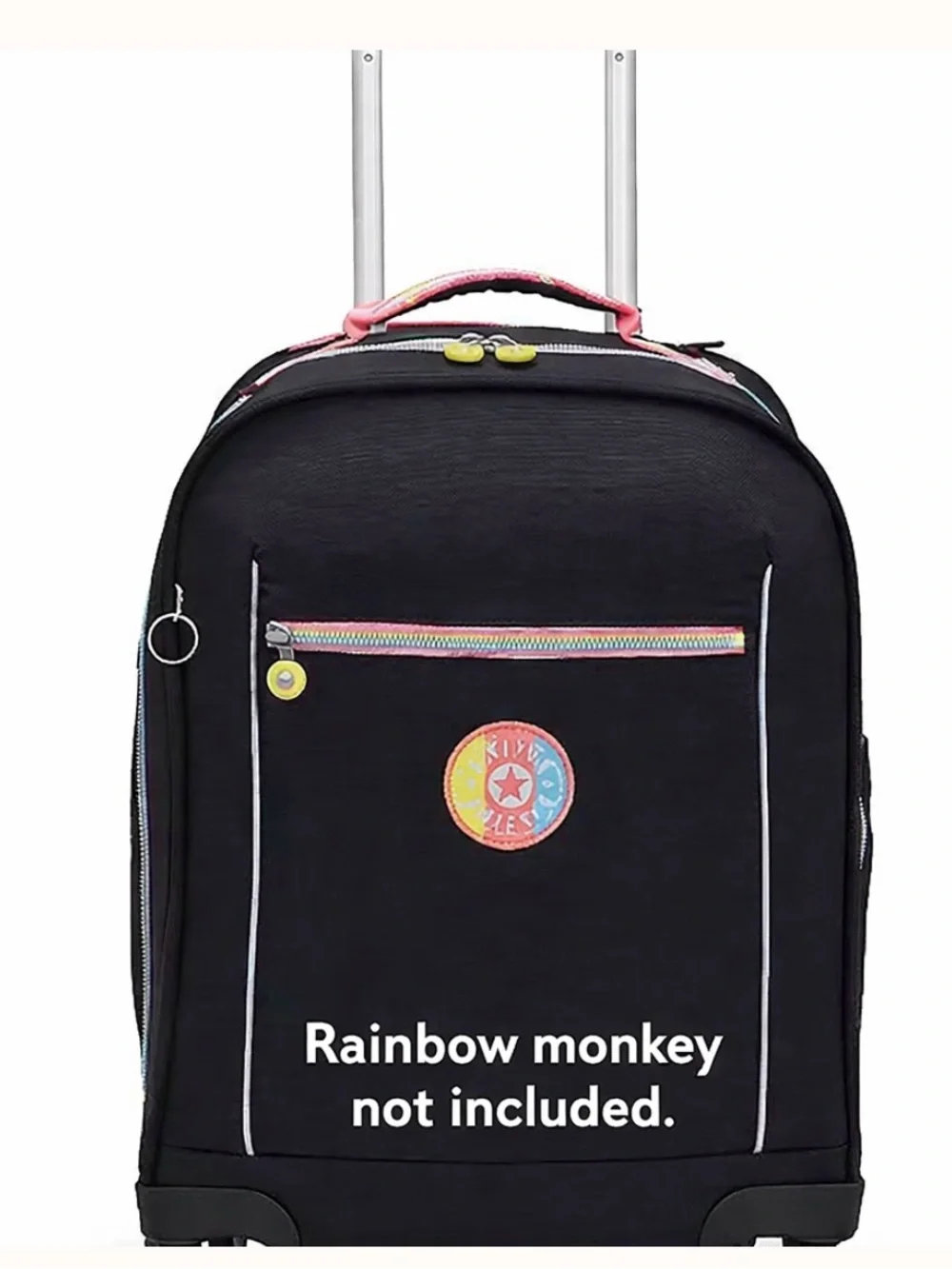 Kipling❤️🔥 Mese Rolling Backpack Black Rolling Suitcase Rainbow Zipper Accents